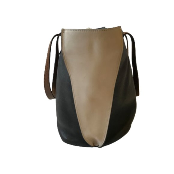 Brunello Cucinelli Tote Shoulder Bag Purse Womens Brown Gray Cream Italy 2 Tone - Picture 5 of 12